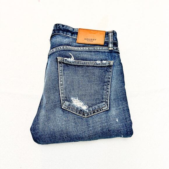Moussy Vintage Dark Wash Denim Jeans Raw Hem 025DSC12-2140 Size 28 - Picture 1 of 10